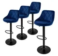 Produktbild: ML-DESIGN Barhocker Gepolsterter Barstuhl mit Rückenlehne und Fußstütze, 360° drehbar (4 St), Drehstuhl höhenverstellbar 62-82 cm 4er Set Blau Bezug aus Samt