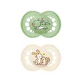 Produktbild: MAM Original Schnuller im 2er-Set, zahnfreundlicher Baby Schnuller aus nachhaltigen & bio-erneuerbaren Materialien, Sauger aus MAM SkinSoft Silikon, mit Schnullerbox, 6-16 Monate, Wolf/Hase