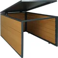 Produktbild: XL Mähroboter-Garage mit Deckel HWC-L45, Dach Unterstand für Rasenmäher, WPC Metall 43x70x90cm Eiche-Optik