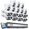 Produktbild: ZOSI 16CH 4K PoE Überwachungskamera Set Aussen, 16CH 4K NVR 4TB mit 16X 4K 8MP UHD IP Kamera, Personenerkennung, 2-Wege Audio, Farb Nachtsicht