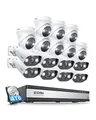 Produktbild: ZOSI 16CH 4K PoE Überwachungskamera Set Aussen, 16CH NVR 4TB Festplatte mit 16X 8MP UHD Bullet & Dome IP Kamera Videoüberwachung System, Farb Nachtsicht, Personenerkennung, 2-Wege Audio