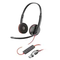 Produktbild: Poly Blackwire 3220 Schwarz Kabelgebundenes Stereo-Headset, USB-C/A, unterstützt Poly Lens