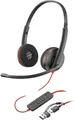 Produktbild: Poly Blackwire 3220 Stereo Headset USB-C-Anschluss mit USB-A Adapter