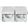 Produktbild: Merten SCHUKO-Doppel-Steckdose lichtgrau, mit BRS MEG2320-8029