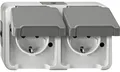 Produktbild: Merten MEG2320-80299 SCHUKO-Doppel-Steckdose, Aquastar, 16 A, AC 250 V, waagerecht angeordnet, Berührungsschutz, lichtgrau