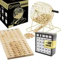 Produktbild: Bingo Spiel erwachsene Gold Bingo Trommel Metall Holz + 500 Bingokarten Party