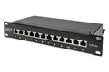 Produktbild: DIGITUS Cat-6A Patchpanel - 12 Ports - RJ45-Buchsen - 10-Zoll Rack-Mount 1HE - LSA Verteilerfeld - Geschirmt - Schwarz