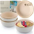 Produktbild: Sänger Rio Creme| Steingut Schüssel Set 4 teilig, Müslischalen für 4 Personen, Schalen multifunktional, kratz- mikrowellen- spülmaschinenfest, Tiefe Teller cremefarben 600 ml | VALUE COLLECTION