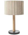 Produktbild: Moderne Tischleuchte mit Leinen-Schirm Schreibtischleuchte mattschwarz beige Bel