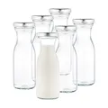 Produktbild: MamboCat 6er Set Milchflaschen 250ml + Twist-Off Deckel TO53 Silber I Kleine Flaschen zum Befüllen I Weithalsflasche zum Einkochen I Einmachflaschen Vorratsflasche I Glasflaschen luftdicht