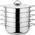 Produktbild: 32cm Dampfkocher Mantowarka Gardampfkochtopf 7 L Set 18/10 Edelstahl Mantykocher