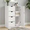 Produktbild: Badezimmerschrank, MDF Kommode mit Schubladen, Badschrank Schmal Klein, Beistellschrank mit 4 Schubladen, 60 x 28.5 x 81 cm, für Badezimmer Wohnzimmer