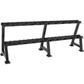 Produktbild: GORILLA SPORTS® Kurzhantelablage - 245x62x49/91cm, mit 2 Ebenen, 20 Ablagen, für Kurzhanteln, bis 500kg Belastbar, Stahl, Schwarz - Dumbbell Rack, Kurzhantelständer, Gewichteständer, Hantellagerung