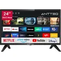 Produktbild: AntteQ AV24H3 Fernseher 24 Zoll (60 cm) Smart TV mit Netflix, Prime Video, Rakuten TV, DAZN, Disney+, YouTube, UVM, WiFi, Triple-Tuner DVB-T2 / S2 / C - Schwarz