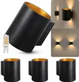 Produktbild: SSC-LUXon TUANI Wandleuchten 4 Stück Innen schwarz rund - Gold Design Wandlampe Up Down Leuchte inkl. 1x G9 LED Lampe warmweiß