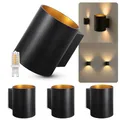 Produktbild: SSC-LUXon TUANI Wandleuchten 4 Stück Innen schwarz rund - Gold Design Wandlampe Up Down Leuchte inkl. 1x G9 LED Lampe warmweiß