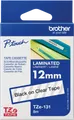 Produktbild: P-TOUCH TZE131 - laminiertes Schriftband, schwarz auf transparent, 12 mm