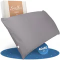 Produktbild: Samthus Kopfkissenbezug 40x60 Baumwolle Satin - Oeko-Tex Made In Green - Himmlisch weicher Schlaf mit atmungsaktivem Kissenbezug - 1x Kissenhülle - Grau - mit YKK Reißverschluss