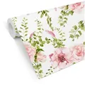 Produktbild: K&L Wall Art Mustertapete Vintage Blumentapete Rosa Blüten Vliestapete Frühling Botanik, Frühlingsblüten Tapete weiß 0.48 m x 10.08 m