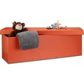Produktbild: Faltbare Sitzbank HxBxT 38 x 114 x 38 cm, xl Kunstleder Sitztruhe, Aufbewahrungsbox mit viel Stauraum, orange - Relaxdays