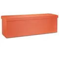 Produktbild: Relaxdays Faltbare Sitzbank HxBxT 38 x 114 x 38 cm, XL Kunstleder Sitztruhe, Aufbewahrungsbox mit viel Stauraum, orange