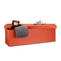 Produktbild: Relaxdays Faltbare Sitzbank HxBxT 38 x 114 x 38 cm, XL Kunstleder Sitztruhe, Aufbewahrungsbox mit Stauraum, Orange