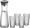 Produktbild: WMF Wasserkaraffe, (1x Glaskaraffe (Füllmenge 1,0 l, Höhe 29 cm), 4x Trinkglas (Füllmenge 275 ml, Höhe 14 cm), 5-tlg., 1x Glaskaraffe (1,0 l, Höhe 29 cm), 4x Trinkglas (275 ml, Höhe 14 cm)