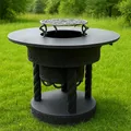 Produktbild: Feuerplattengrill Ø 99 cm, Grillplatte, Plancha Grill, BBQ, Garten Lagerfeuer, Grillrost + Kesselhalter, Grill mit Feuerplatte, Lagerfeuer Grill.