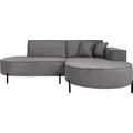 Produktbild: Ecksofa 3-Sitzer im Loft-Stil, Skandi-Design – L-Form, Ecke Rechts – Hohe Metallfüße – inkl. Dekokissen, Cordstoff Chenille – Grau - Grau