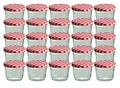 Produktbild: CapCro 25er Set Sturzglas 230 ml Marmeladenglas Einmachglas Einweckglas to 82 rot Karierter Deckel