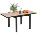 Produktbild: Outsunny Gartentisch Ausziehbarer Aluminium 80/160x80 cm Wetterfest Balkontisch rutschfest Buffettisch Campingtisch für 6 Personen Terrassentisch Outdoor Esstisch für Garten, Terrasse Balkon Naturholz
