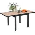 Produktbild: Gartentisch Ausziehbarer Aluminium 80/160x80 cm Wetterfest Balkontisch Naturholz