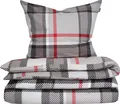 Produktbild: Winter Bettwäscheset Talisa | 2-teilig | Kariert | Feinbiber | 100% Baumwolle | Reißverschluss | 135 x 200 cm + 80 x 80 cm | Grau