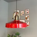 Produktbild: bamyum Ace-Finke Hängelampe Esstich Ø40 cm, Pendelleuchte Vintage Industrial aus Metall E27, Wohnzimmerlampe Hängend, Wohnzimmer, Küchenlampe Rot
