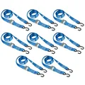 Produktbild: BASI | 8er Set Spanngurte mit Klemmschloss und S-Haken | bis 125 KG | Zurrgurte in blau | Länge 200 cm x Breite 2,5 cm | Befestigungsriemen | TÜV geprüft | Expander mit Schnappverschluss | 8 Stück