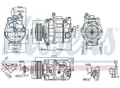 Produktbild: NISSENS Kompressor, Klimaanlage 12V für SKODA VW SEAT AUDI 7E0820803F 7E0820803 7E0820803D 890173