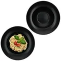 Produktbild: 2er Set Pastateller Nero schwarz 27cm Nudel Teller Essteller tief Salat Suppe