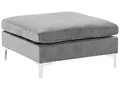 Produktbild: Beliani Ottomane Samtstoff Grau mit Metallbeinen Silber quadratisch Glamour Stil Evja