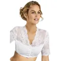 Produktbild: Nina Von C. Dirndlbluse Dirndlbluse mit Knopfleiste, kurzarm Tracht (Stück, 1-tlg) feine florale Spitze, halbarm weiß 38