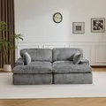 Produktbild: Sofa Cordsofa 2-Sitzer mit Bettfunktion, modernes Schlafsofa für Wohnzimmer Weicher Cordbezug, flexible Kombination & ideal für kleine Räume