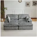 Produktbild: Leawin Loungesofa Sofa mit Bettfunktion 2-Sitzer – Cordsofa Sofas Wohnzimmer, Weicher Cordbezug, großes Schlafsofa, ideal für kleine Räume grau