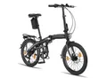 Produktbild: Licorne Bike Phoenix 2D, 20 Zoll Aluminium-Faltrad-Klapprad, Scheibenbremse, Discbremse, V-Bremse Faltfahrrad-Herren-Damen, 7 Gang Kettenschaltung - Folding City Bike, Alu-Rahmen, StVZO, Vorderlampe, Hinterlampe Farbe:Schwarz-Gold;Stil:Disc-Bremse