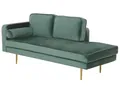 Produktbild: Beliani Chaiselongue Samt mintgrün Links goldenes Gestell mit Nackenrolle Miramas