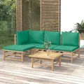 Produktbild: vidaXL 5-tlg. Garten-Lounge-Set mit Grünen Kissen Bambus