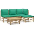 Produktbild: vidaXL 5-tlg Garten-Lounge-Set mit Grünen Kissen Bambus Modell 4