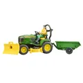 Produktbild: BRUDER bworld Spielzeug John Deere Rasentraktor mit Anhänger und Gärtner / 62104