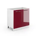 Produktbild: Vicco Spülenunterschrank Fame-Line, Bordeaux Hochglanz/Weiß, 80 cm mit Regal, ohne Arbeitsplatte