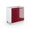 Produktbild: Vicco Spülenunterschrank Fame-Line, Bordeaux Hochglanz/Weiß, 80cm mit Regal ohne Arbeitsplatte