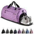 Produktbild: Fitgriff® Sporttasche & Reisetasche für Damen und Herren - mit Schuhfach & Nassfach - Tasche für Sport, Fitness & Reisen - Trainingstasche, Gym Bag (Purple, 58 x 31 x 31 cm (Medium))