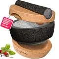 Produktbild: JUNGTHAL Mörser mit Stößel im Set | Granit | Korkbasis | Korkdeckel | XXL groß für Gewürze & Kräuter